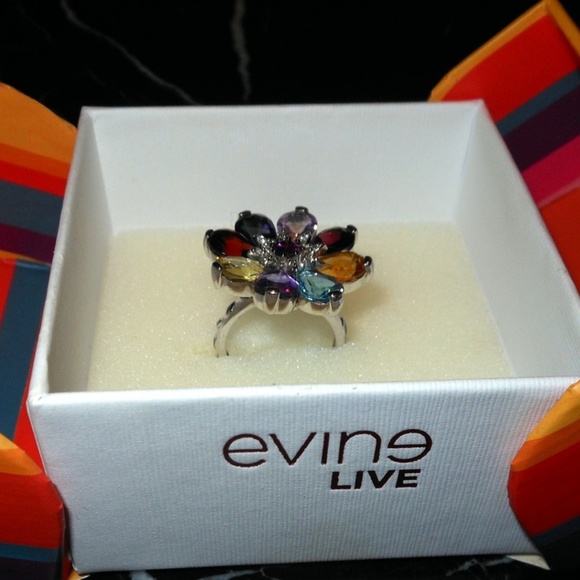 Evine Spinner Sterling Silver Women Flower Ring Mu - Picture 4 of 8